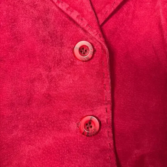 NEIMAN MARCUS EXCLUSIVE VINTAGE WOMEN'S RED LEATHER SUEDE BLAZER JACKET XL - Picture 10 of 13